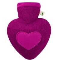 Hugo Frosch Hot Water Bottle In Love Heart Felt Look Cover 1L