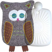 Hugo Frosch Eco Hot Water Bottle In Luxury Knitted Owl Cover 0.8L