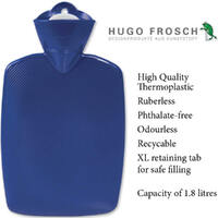 Hugo Frosch Classic Comfort Hot Water Bottle Blue 1.8 L