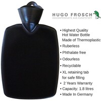 Hugo Frosch Classic Hot Water Bottle Black 1.8L
