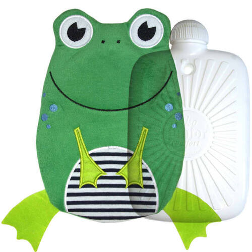 Hugo Frosch Eco Hot Water Bottle In Luxury Frog Cover 0.8L