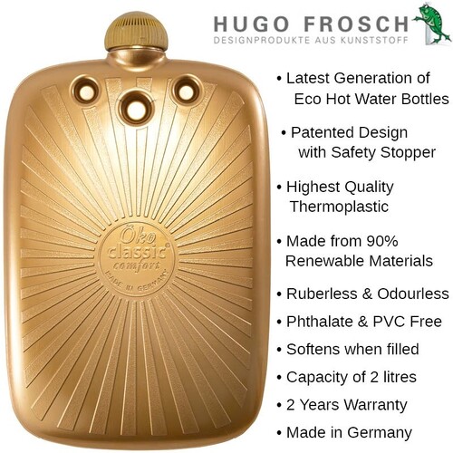Hugo Frosch Eco Hot Water Bottle Gold 2L