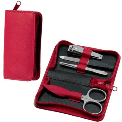 Sonnenschein Travel Leather Manicure Set Red