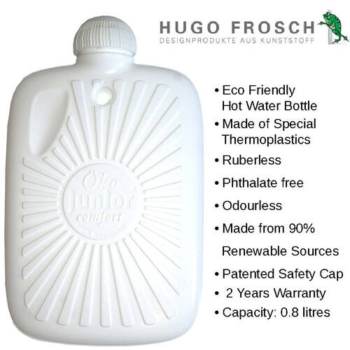 Hugo Frosch Eco Hot Water Bottle With Luxury Fleece Cover Palm 0.8L