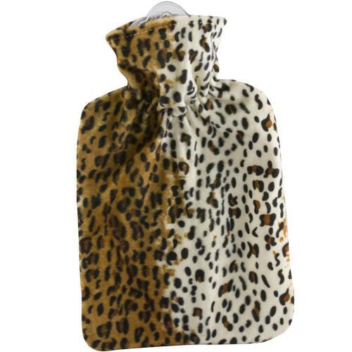 Hugo Frosch Hot Water Bottle In Thick Cover Leopard Print 1.8L
