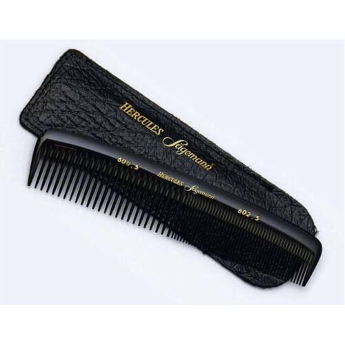 Hercules Gents Hair Comb In Leather Pouch Seamless 5”